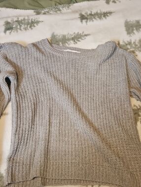 Women's Crewneck Knit Sweater - Light Gray